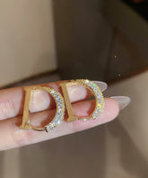 Mode Gold Kupfer Legierung Zirkon D Typ Creolen